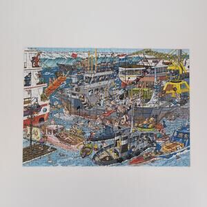 Jumbo Sea Port 500 Piece Comic Jigsaw Puzzle by Jan van Haasteren - VGUC